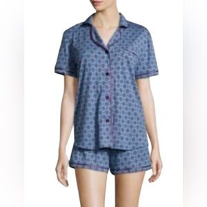 Cosabella Blue and Purple Patterned Pajama Short Set Size Medium